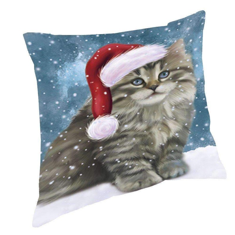 Snow Christmas Persian Cat CL18113175MDP Throw Pillow Covers