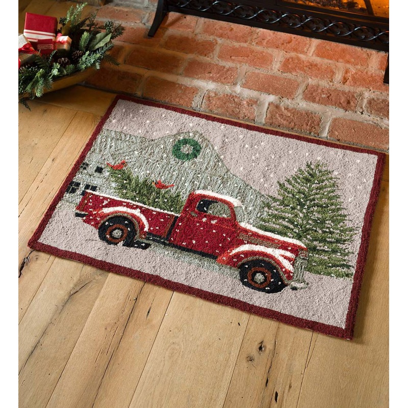 Red Truck Christmas CLM1610113D Non-slip Door mats