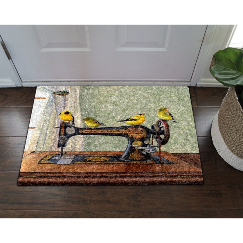 Birds And An Old Sewing Machine HN0611022D Non-slip Door mats