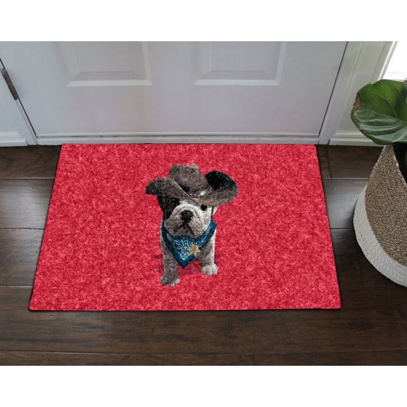 French Bulldog Cowboy CL070818MDD Non-slip Door mats