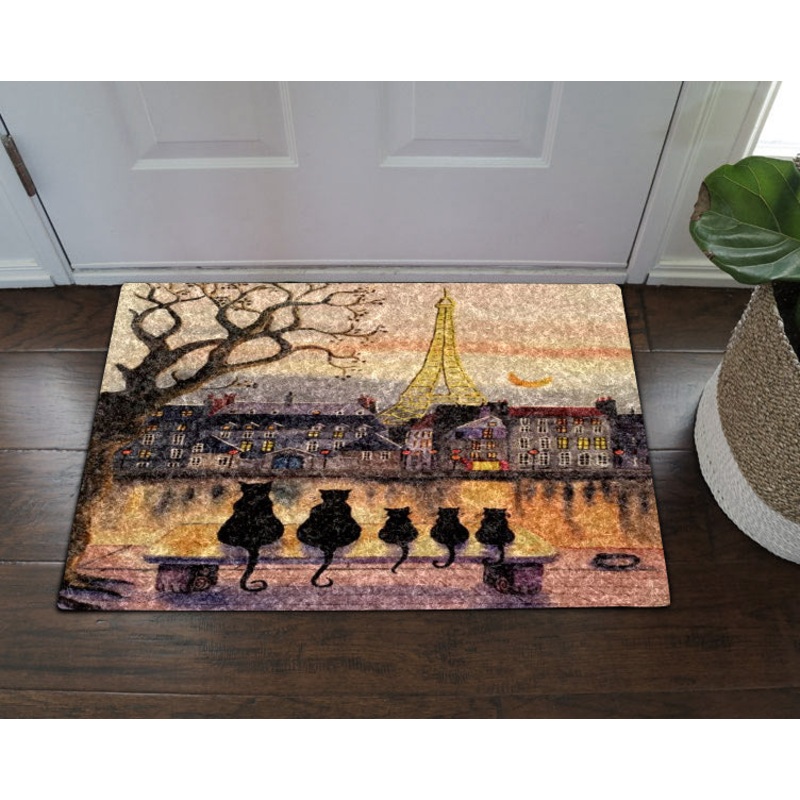 Black Cat In Paris HN0210002D Non-slip Door mats