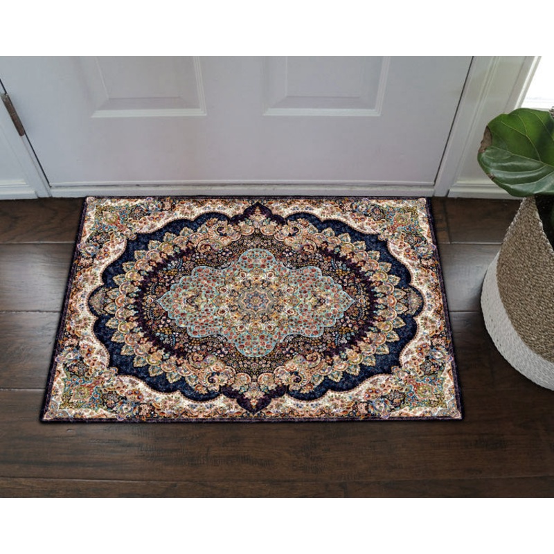 Blue Persian Antique Floral DD16100032D Non-slip Door mats