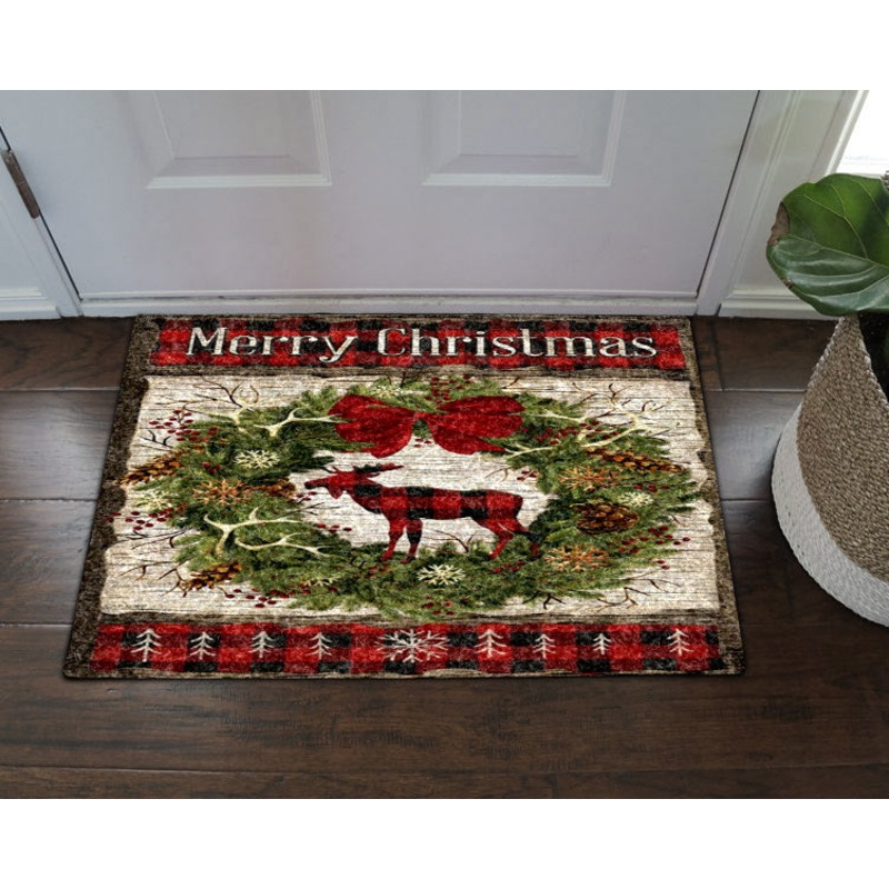 Christmas Moose Garden HN1111021D Non-slip Door mats