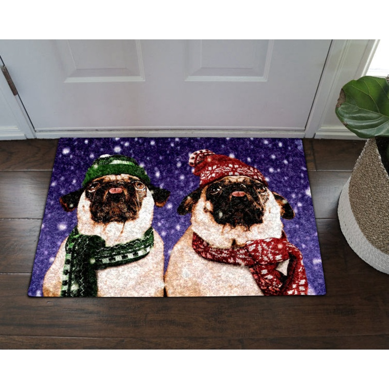 Christmas Pug BT23100055D Non-slip Door mats