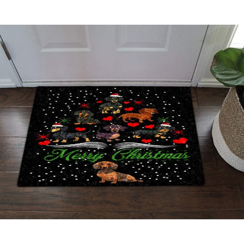Dachshund Merry Christmas HN14100073D Non-slip Door mats