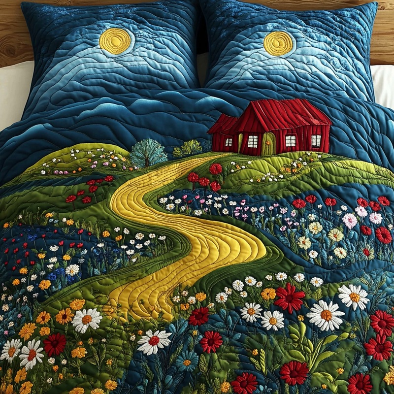 Flower Farm House DAI090125092 Quilt Bedding Set