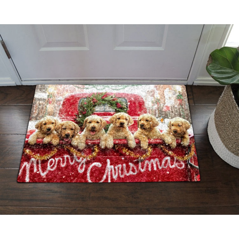 Golden Retriever Puppy Christmas ML0611079D Non-slip Door mats