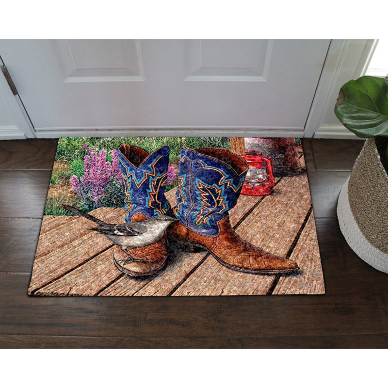 A Bird And Cowboy Boots HN0411001D Non-slip Door mats