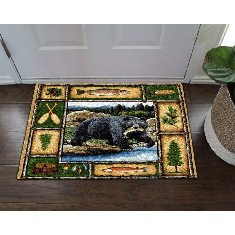 Bear Catch Salmon HN05100016D Non-slip Door mats