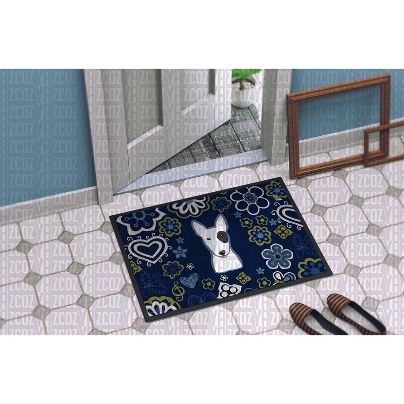 Blue Flowers Bull Terrier CL22110122MDD Non-slip Door mats