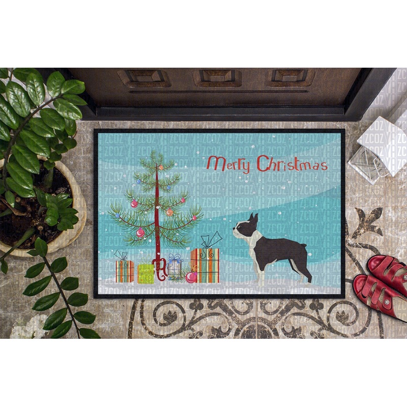 Boston Terrier Christmas Tree CL22110187MDD Non-slip Door mats