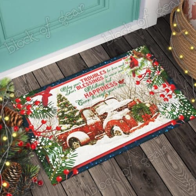 Red Truck Christmas CL25100091MDD Non-slip Door mats