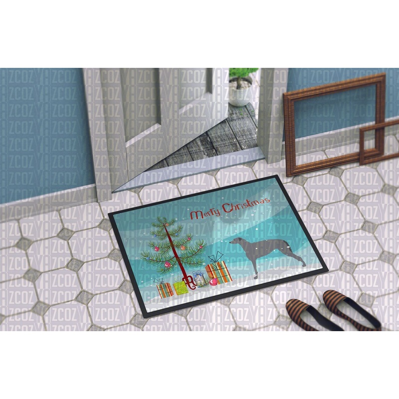 Scottish Deerhound Merry Christmas Tree CL22110768MDD Non-slip Door mats