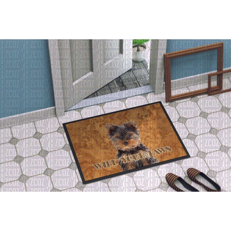 Yorkie Puppy Yorkshire Terrier Wipe Your Paws CL22110887MDD Non-slip Door mats