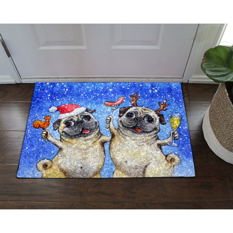 Christmas Pug BT23100056D Non-slip Door mats