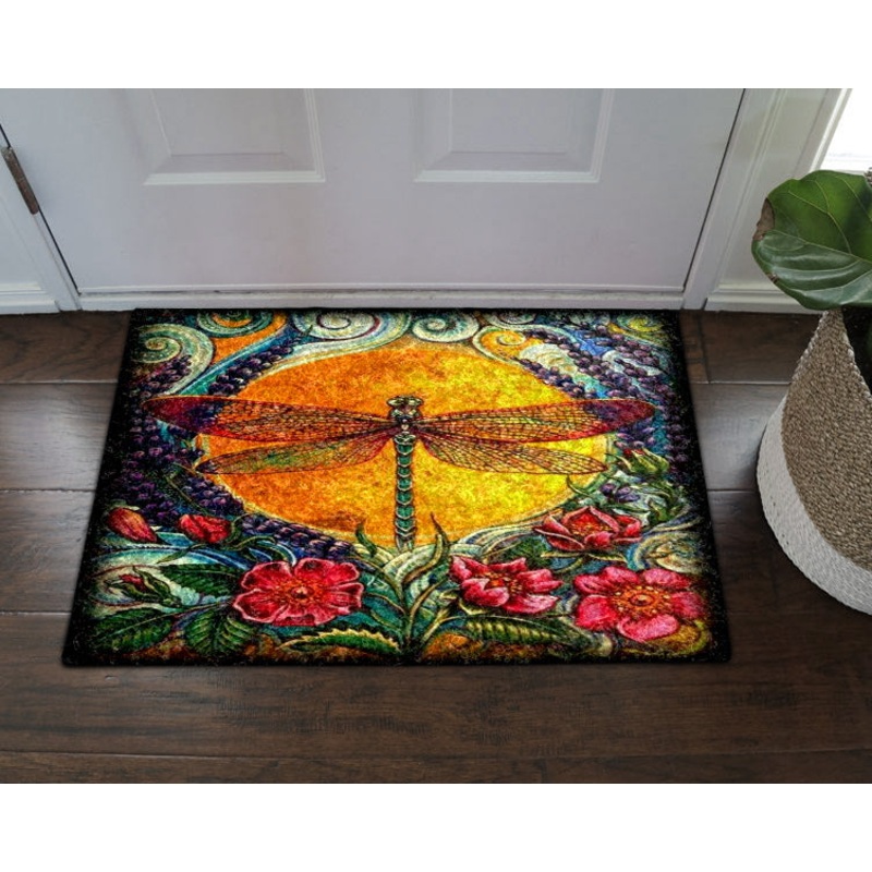 Dragonfly Flower HN08100031D Non-slip Door mats