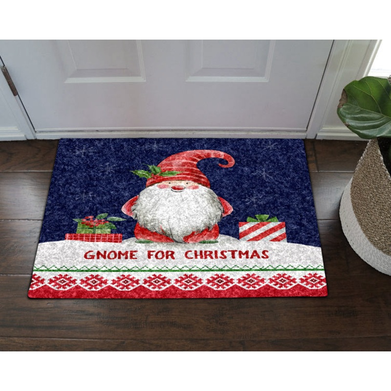 Gnome And Gift Christmas HN0711077D Non-slip Door mats
