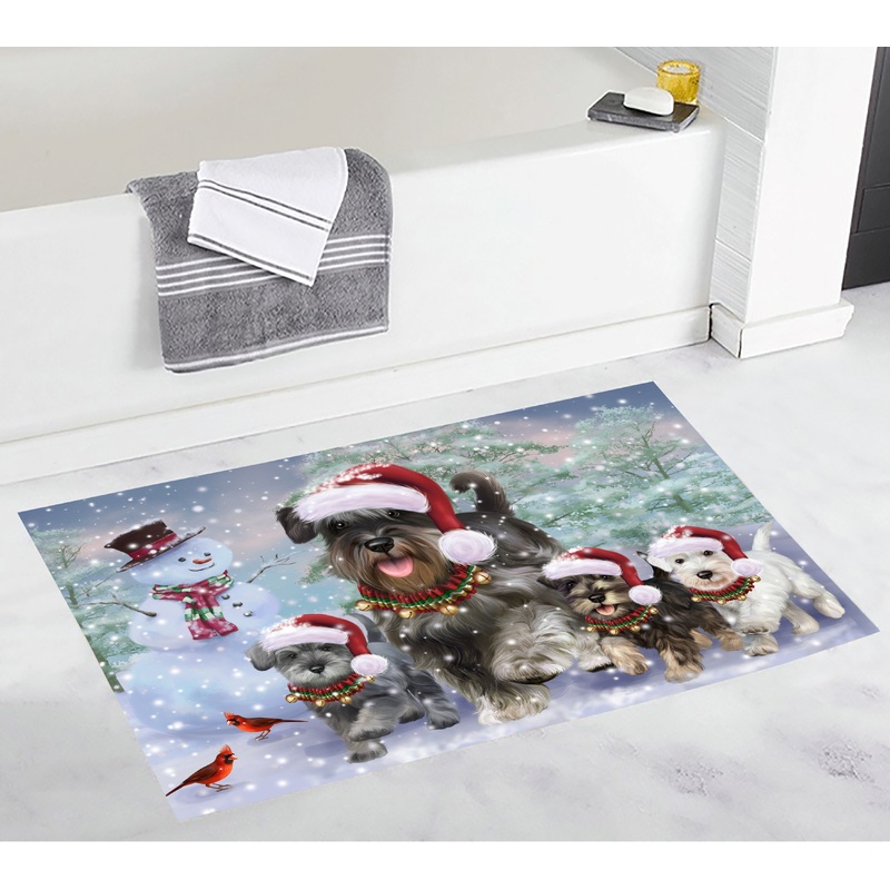 Miniature Schnauzer Christmas Dog Running CL18110718MDD Non-slip Door mats