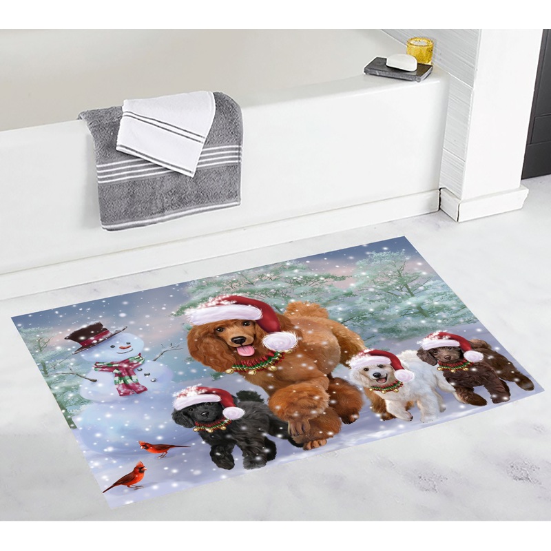 Poodle Christmas Dog Running CL18110754MDD Non-slip Door mats