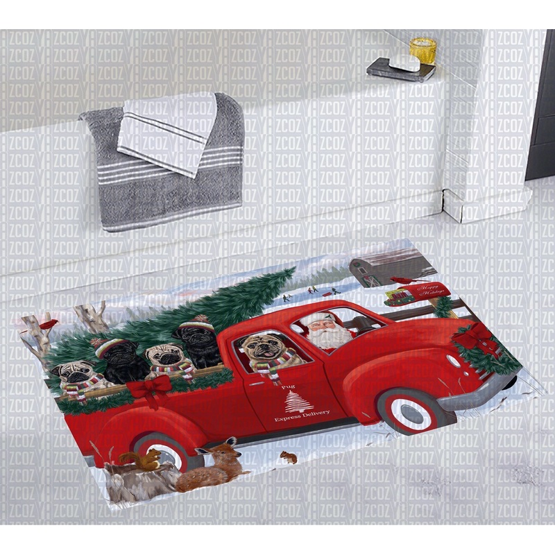 Pug Red Truck Christmas CL20111395MDD Non-slip Door mats