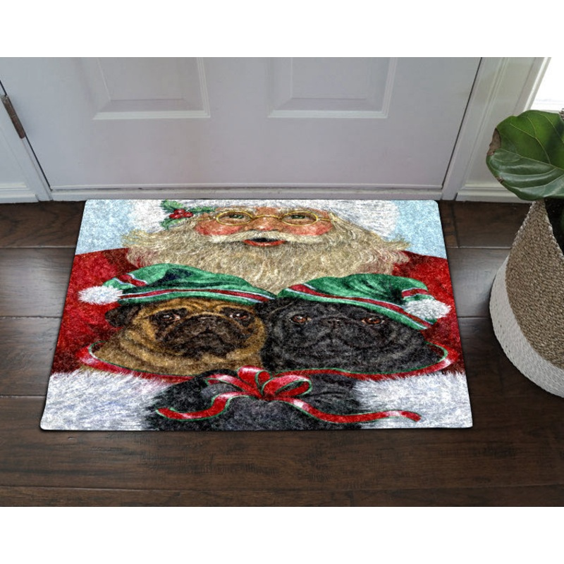Pug Santa Claus HN24100095D Non-slip Door mats