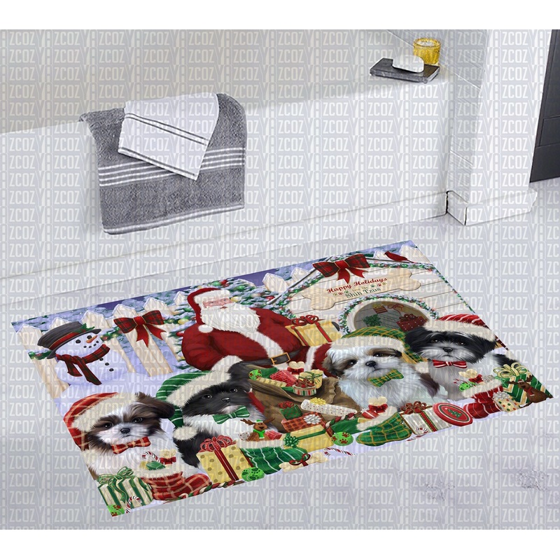 Shih Tzu Christmas Doghouse CL20111598MDD Non-slip Door mats