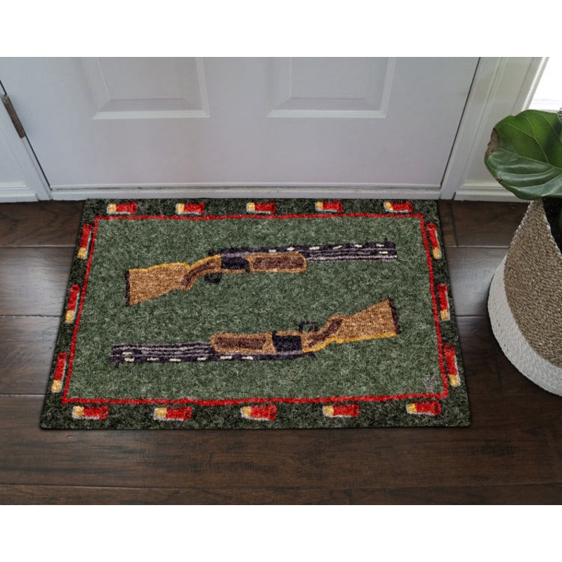 Shot Guns Hooked Wool Accent NT25100221D Non-slip Door mats