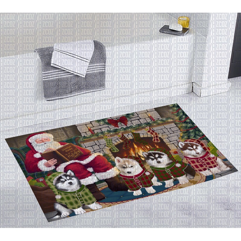 Siberian Husky Fireplace CL20111655MDD Non-slip Door mats