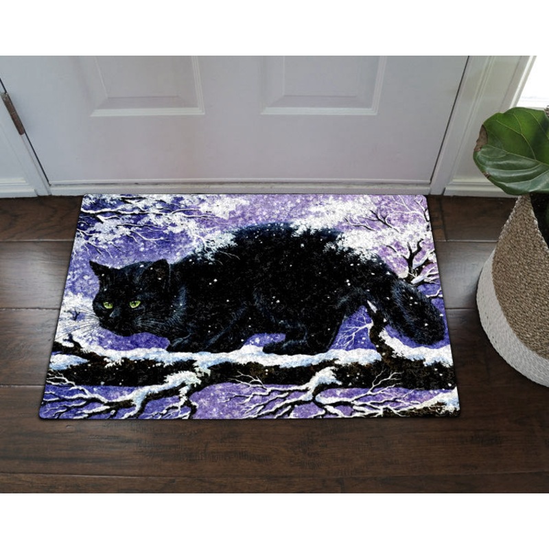 Snow Tree Bough And Black Cat DN10100130D Non-slip Door mats