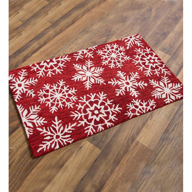 Snowflake Red Theme CLT091035R Non-slip Door mats