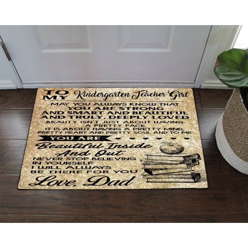 Teacher To My Kindergarten Teacher Girl Love Dad CL18110947MDD Non-slip Door mats