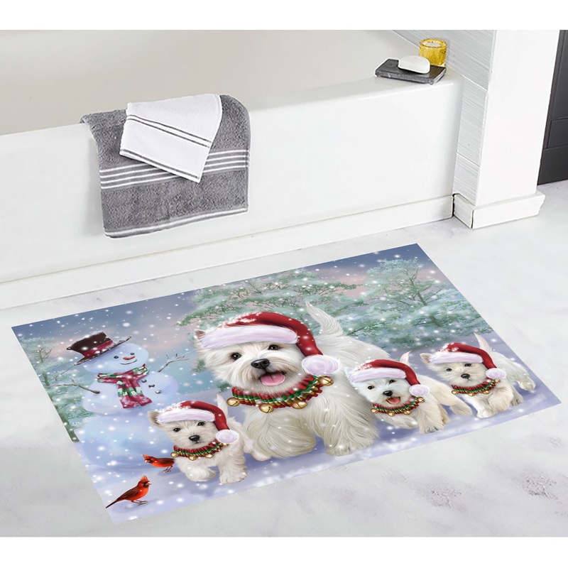 West Highland White Terrier Christmas Dog Running CL18111042MDD Non-slip Door mats