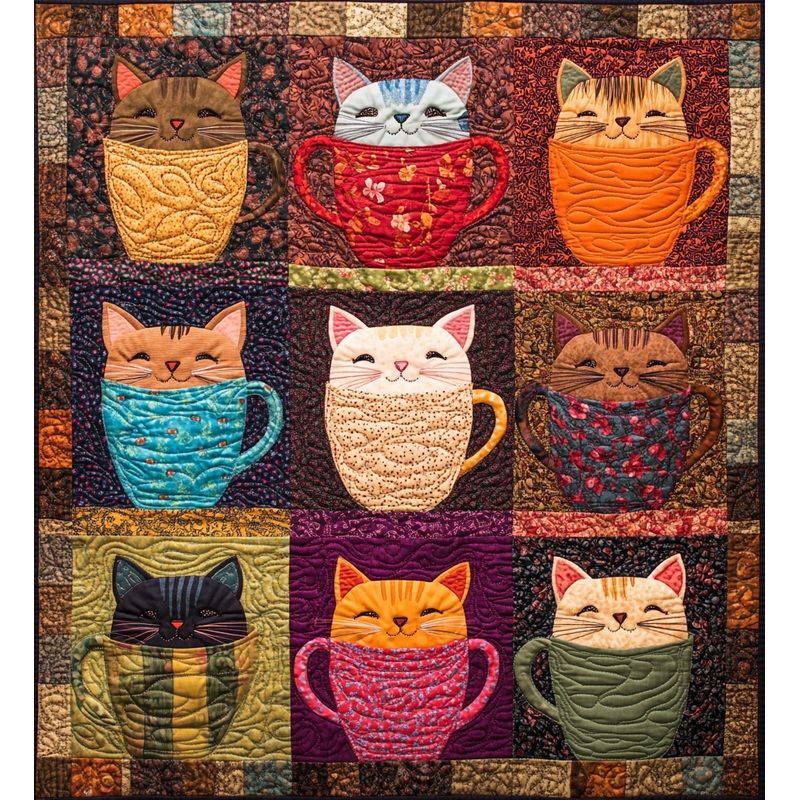 Cats In Cups DAI090125144 Quilt Blanket