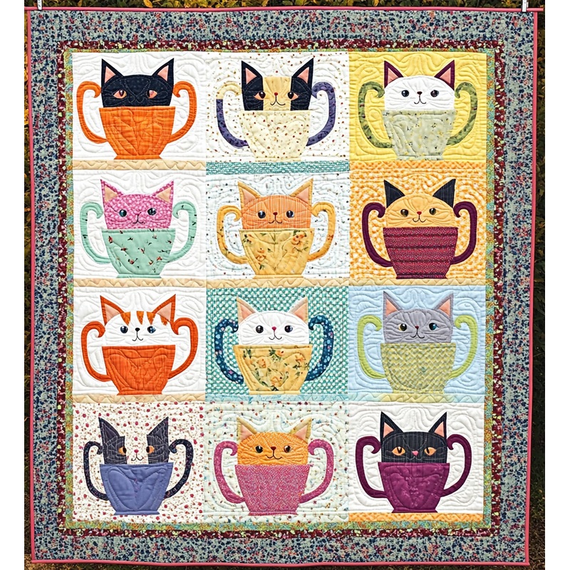 Cats In Cups DAI090125145 Quilt Blanket