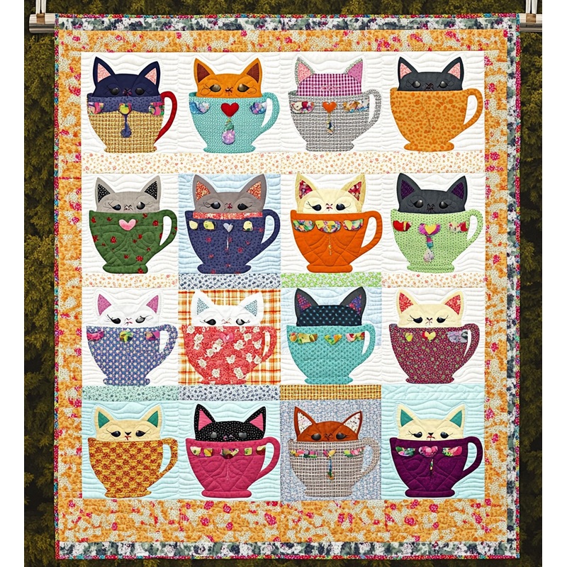 Cats In Cups DAI090125146 Quilt Blanket