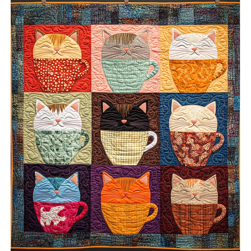 Cats In Cups DAI090125147 Quilt Blanket