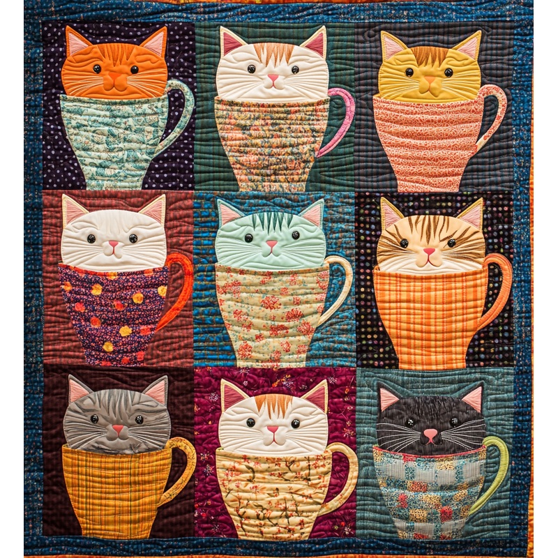 Cats In Cups DAI090125148 Quilt Blanket