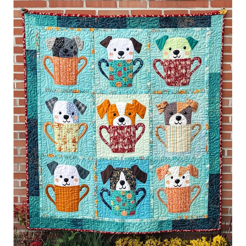 Dogs In Cups DAI090125151 Quilt Blanket