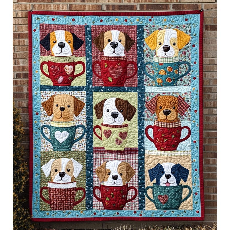 Dogs In Cups DAI090125153 Quilt Blanket