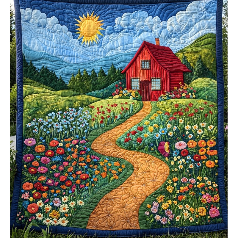 Flower Farm House DAI090125241 Quilt Blanket