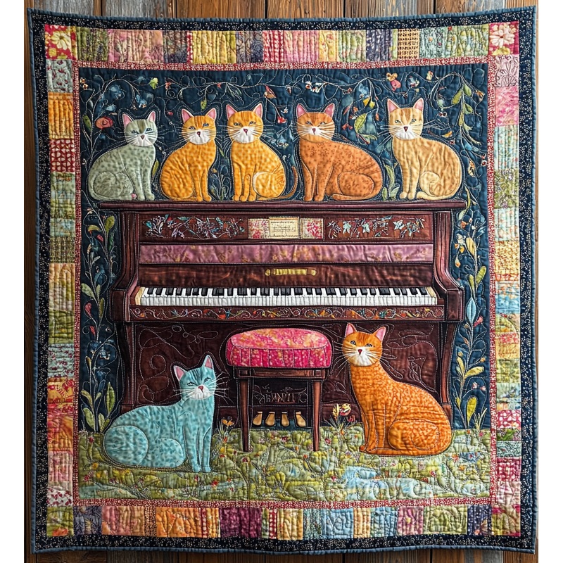 Piano Cat DAI090125221 Quilt Blanket