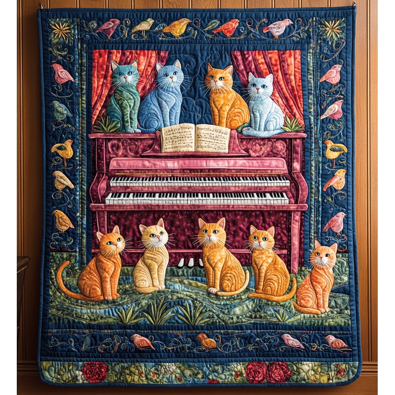 Piano Cat DAI090125226 Quilt Blanket