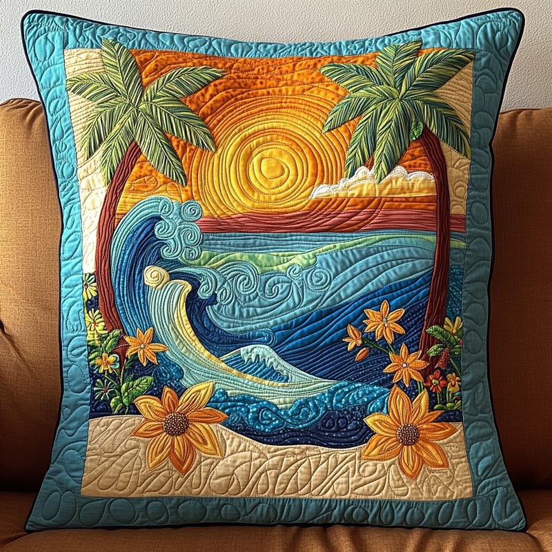 Sunset Beach DAI090125347 Quilted Pillow Case
