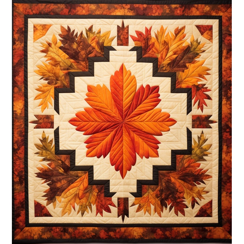 Log Cabin Autumn Leaves BL91123104 Quilt Blanket