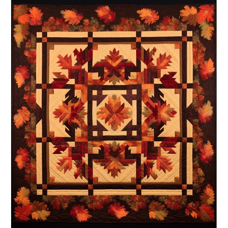 Log Cabin Autumn Leaves BL91123105 Quilt Blanket