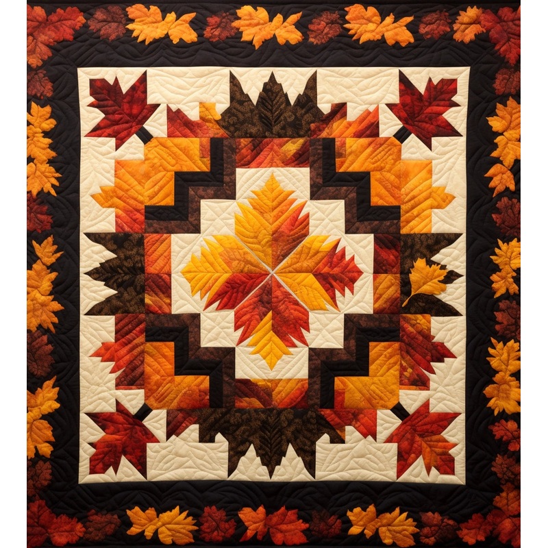 Log Cabin Autumn Leaves BL91123106 Quilt Blanket
