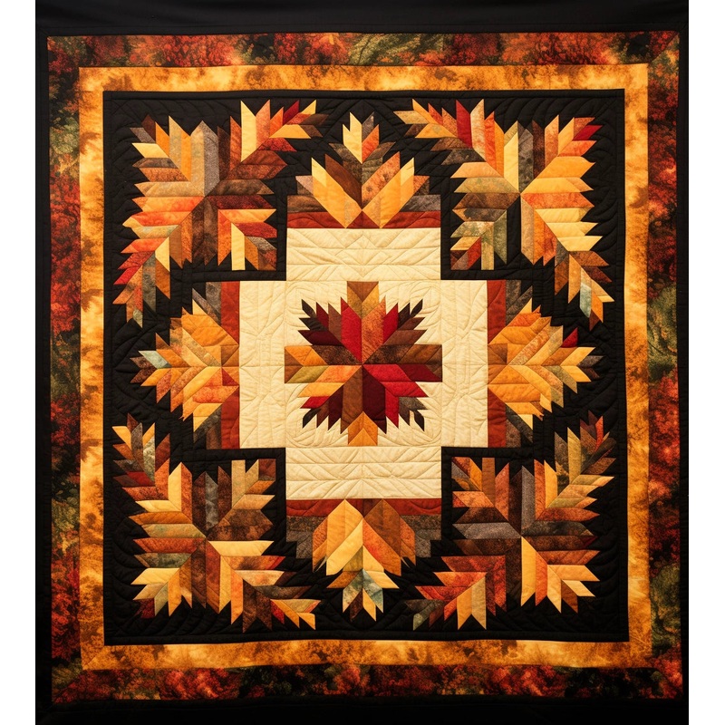 Log Cabin Autumn Leaves BL91123108 Quilt Blanket