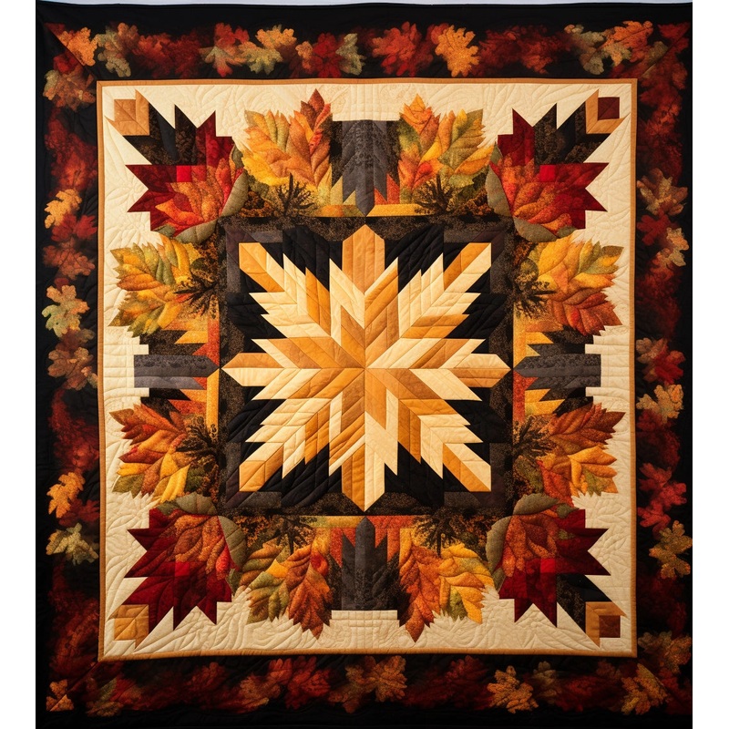 Log Cabin Autumn Leaves BL91123109 Quilt Blanket