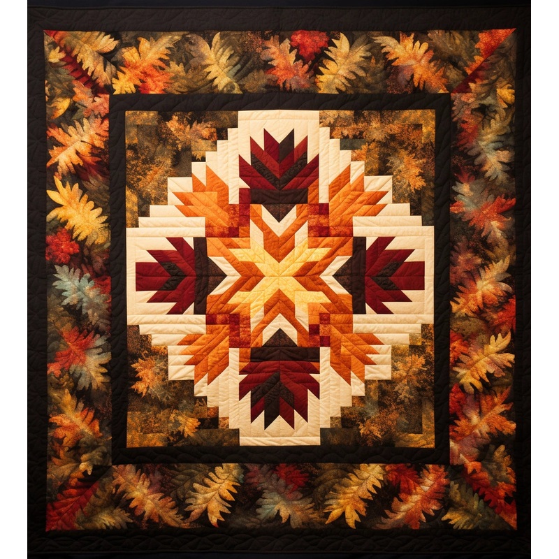 Log Cabin Autumn Leaves BL91123110 Quilt Blanket