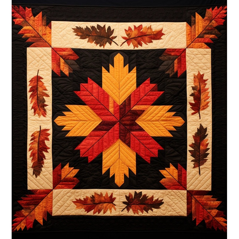 Log Cabin Autumn Leaves BL91123114 Quilt Blanket